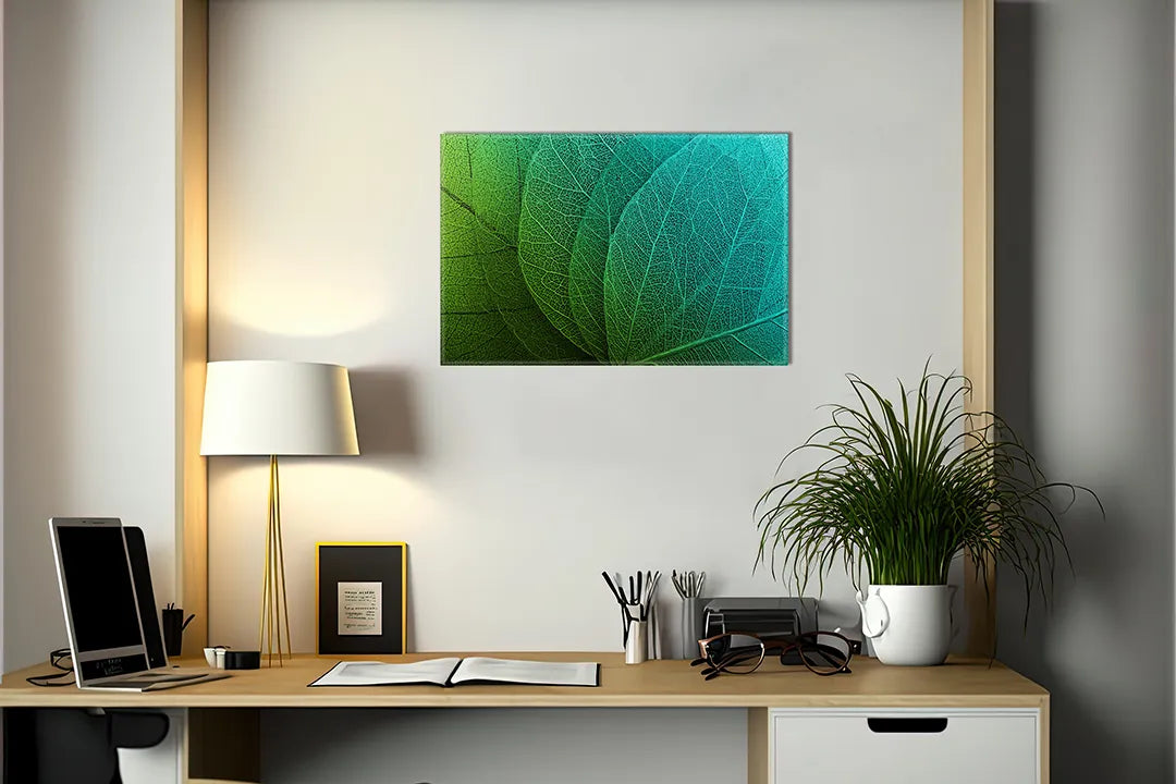 Mydesignglas Magnetisch Glazen Whiteboard - Magneetbord - Natuurlijke Bladeren in Groentinten