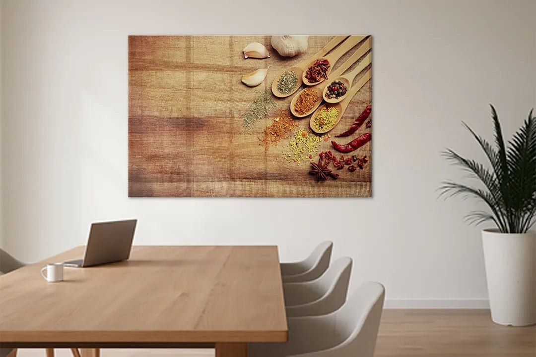 Glazen Whiteboard Kruiden op Houten Tafel – Magnetisch Glasbord