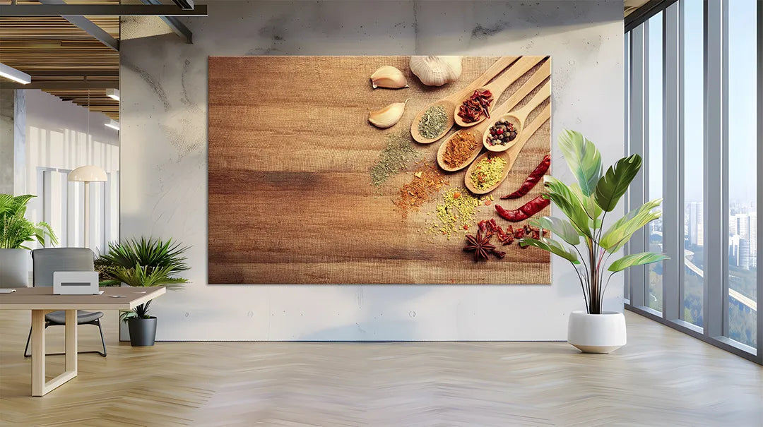 Glazen Whiteboard - Magneetbord - Krasvrij - Kruiden op houten tafel