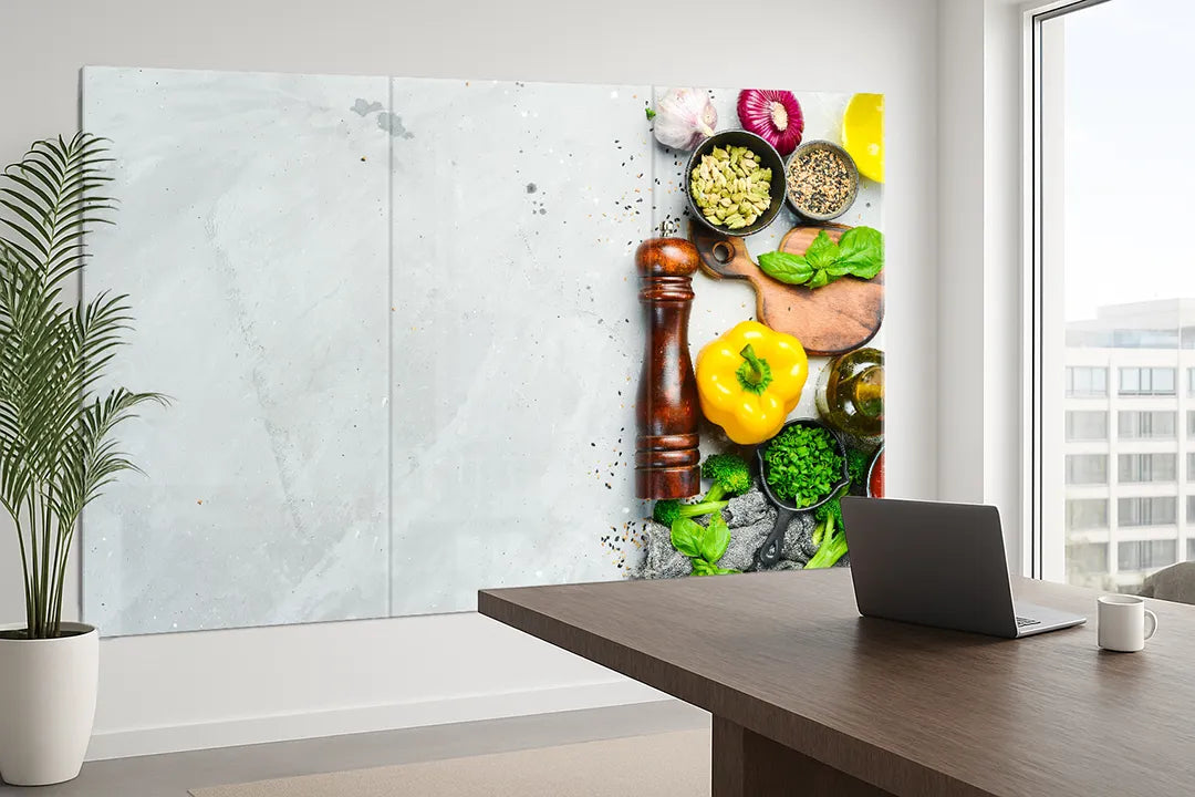 Whiteboard van glas - Magneetbord - Ingredienten op stenen tafel