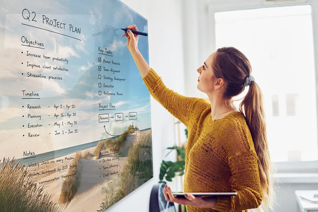 Glazen Whiteboard Strand – Magnetisch Design Glasbord