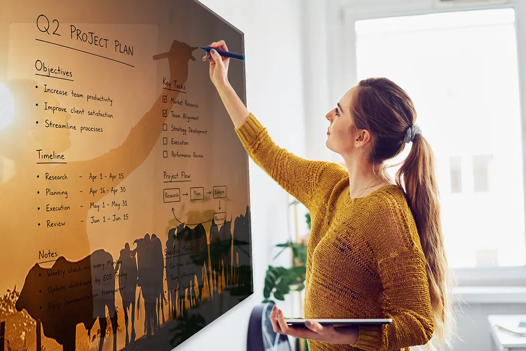 Whiteboard van glas - Magneetbord - Dieren op de horizon