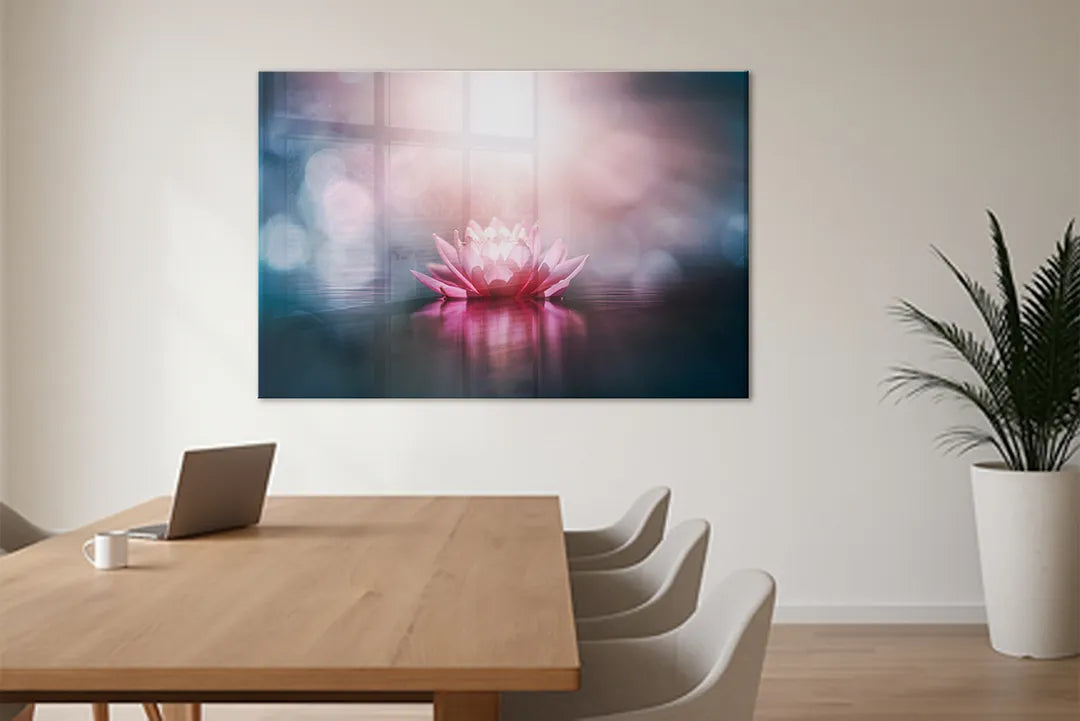 Glazen Whiteboard Lotus Bloem – Magnetisch Glasbord met Zen Design