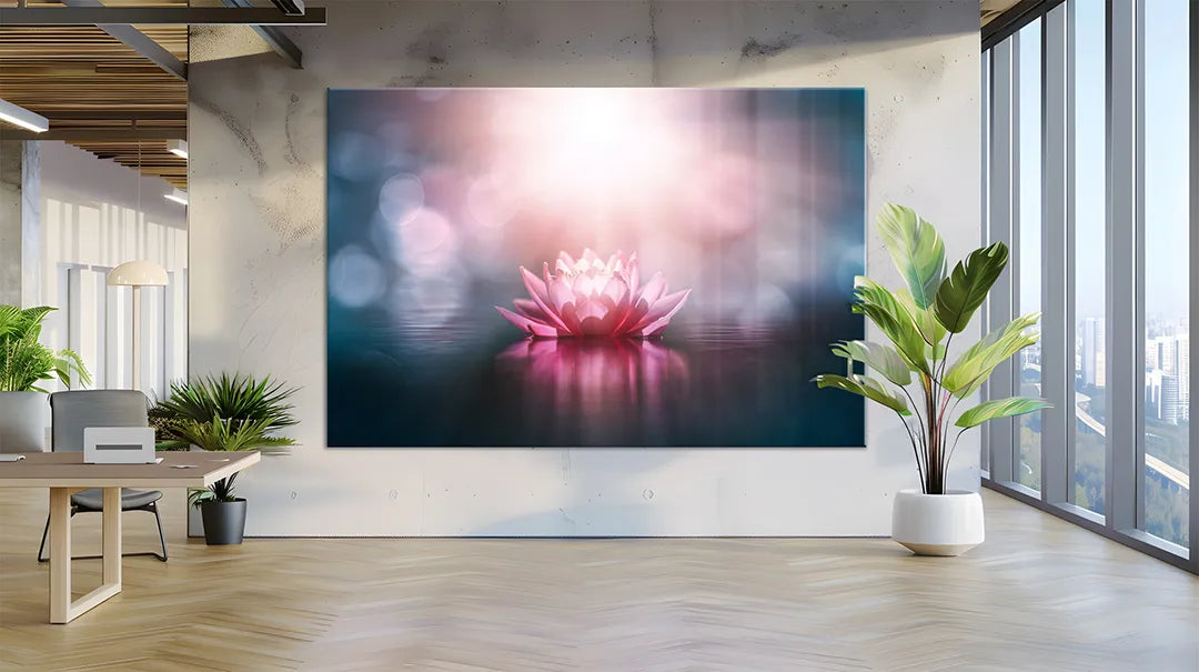 Glazen Whiteboard Lotus Bloem – Magnetisch Glasbord met Zen Design