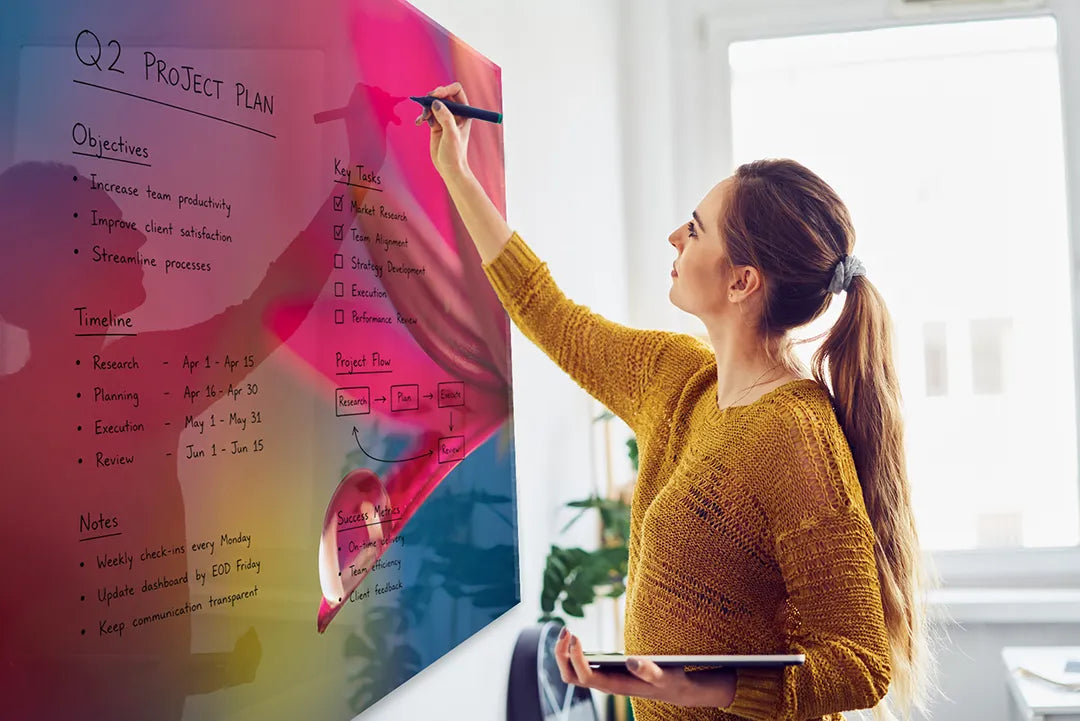 Whiteboard van glas - Magneetbord - Bloem met druppel
