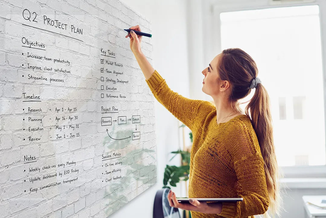 Whiteboard van glas - Magneetbord - Witte stenen