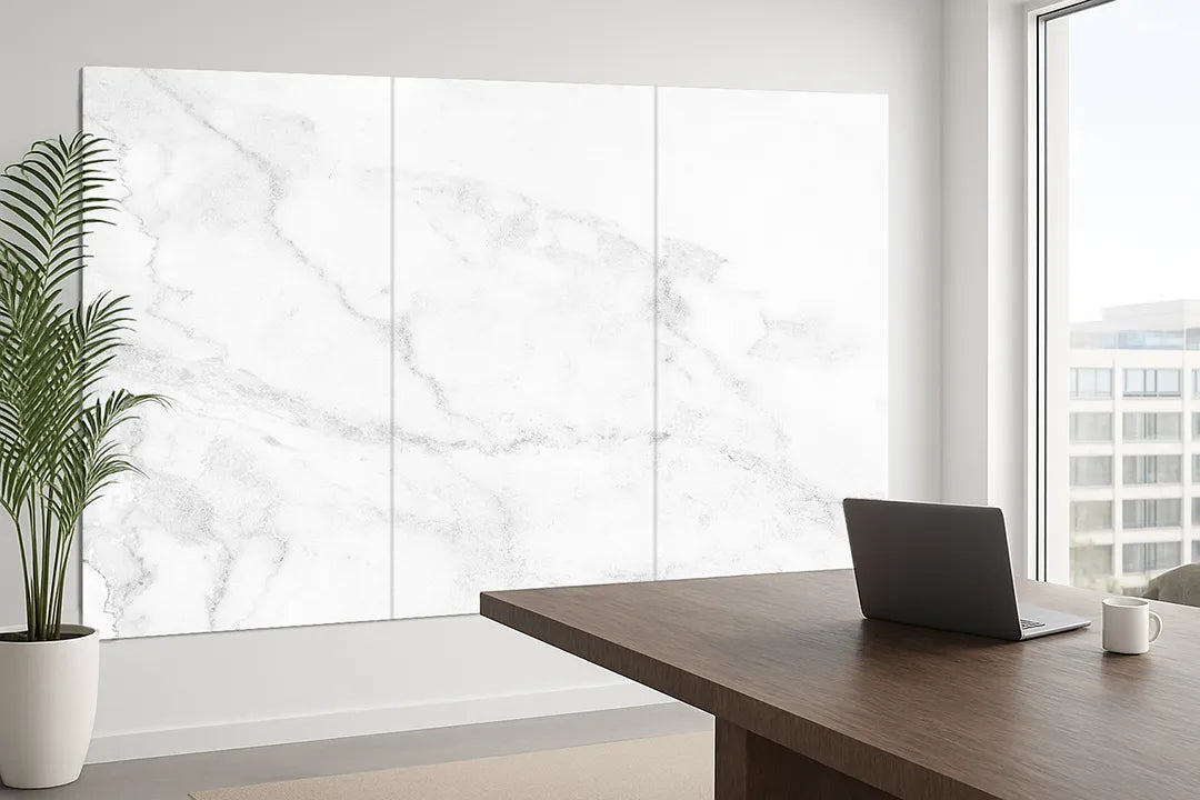 Whiteboard van glas - Magneetbord - Krasvrij - Wit marmer