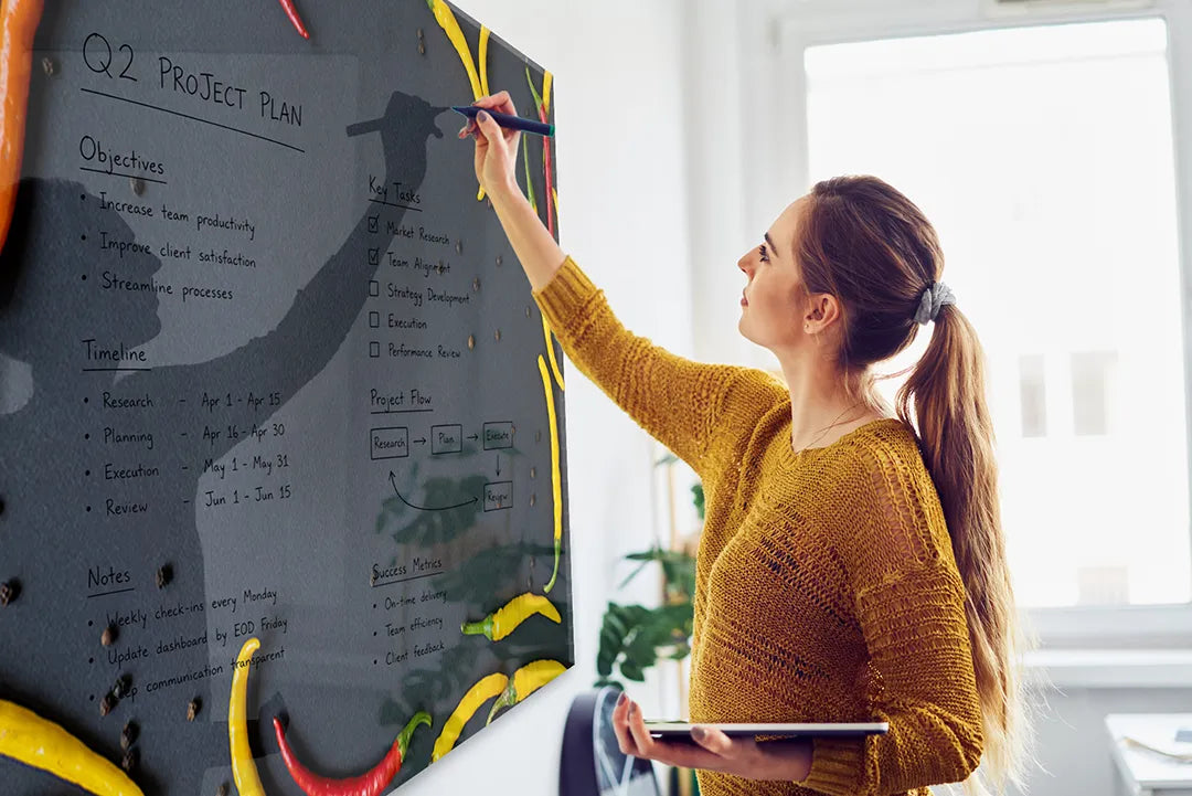 Whiteboard van glas -Magneetbord - Pepers