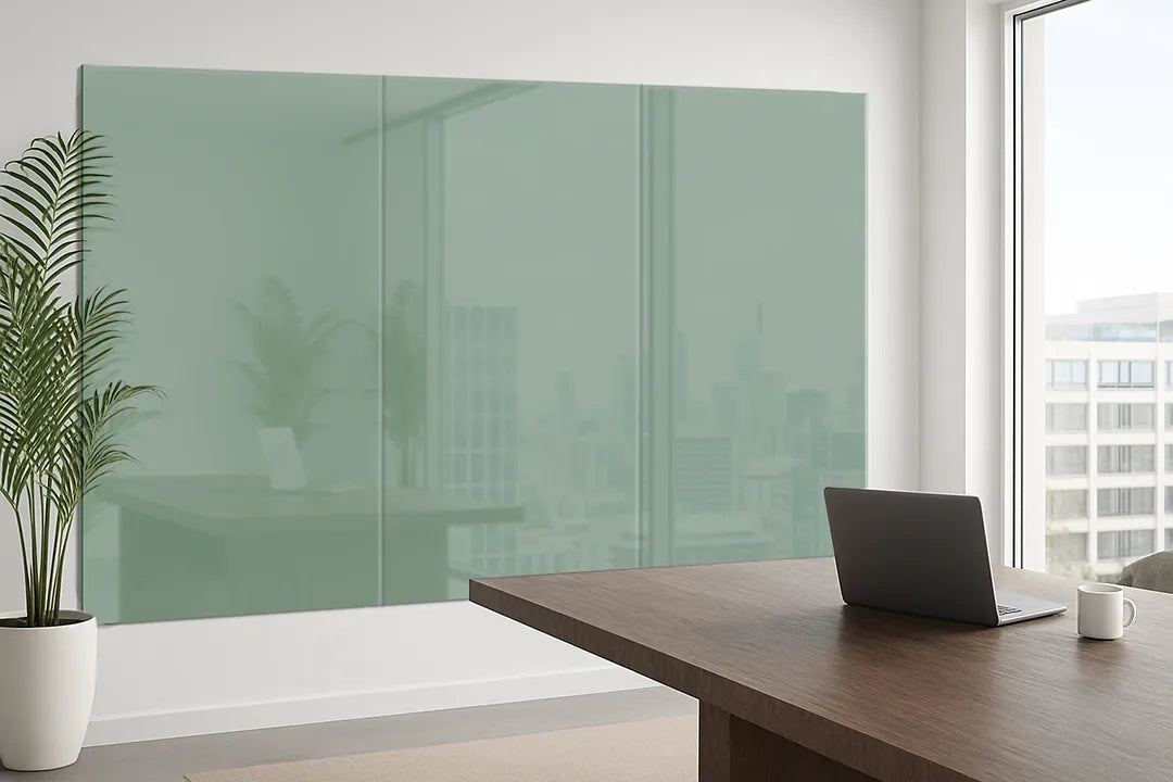 Mydesignglas Glazen Whiteboard - Olive Velvet- Magnetisch Glasbord - Glas Magneetbord