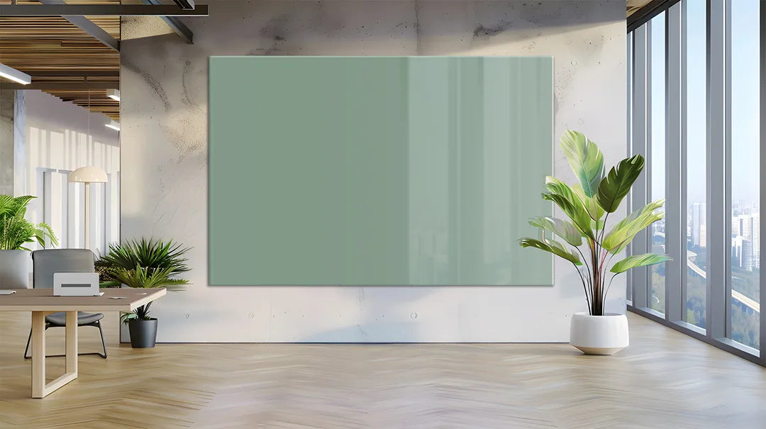 Mydesignglas Glazen Whiteboard - Olive Velvet- Magnetisch Glasbord - Glas Magneetbord