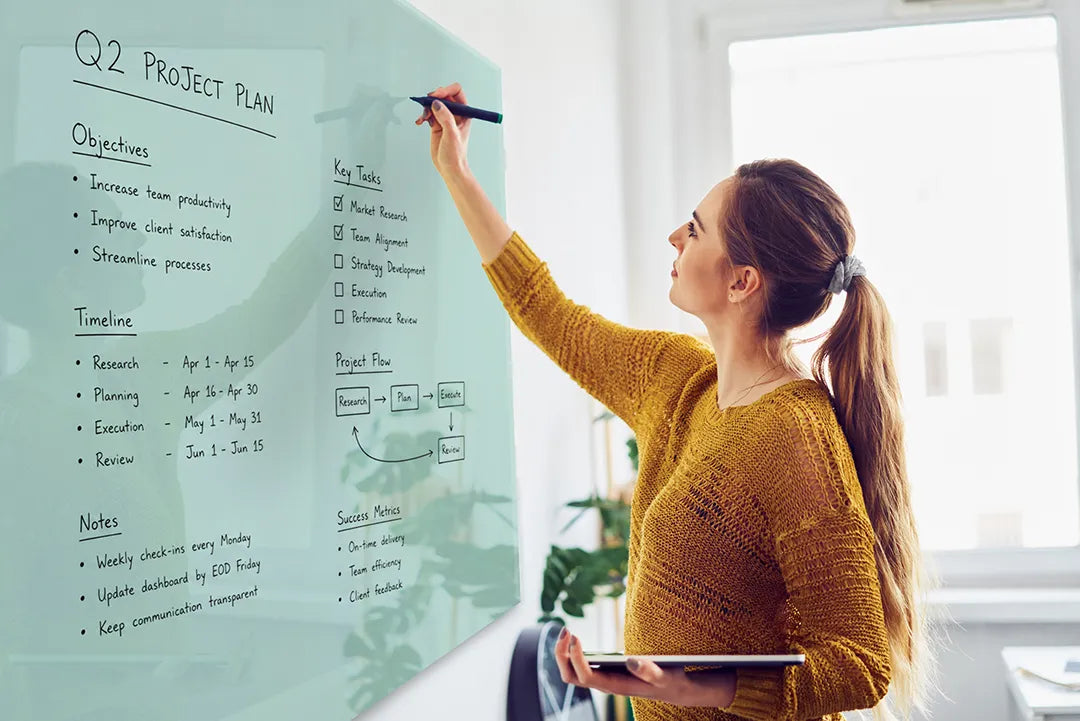 Mydesignglas Glazen Whiteboard - Aqua Glaze - Magnetisch Glasbord - Glas Magneetbord