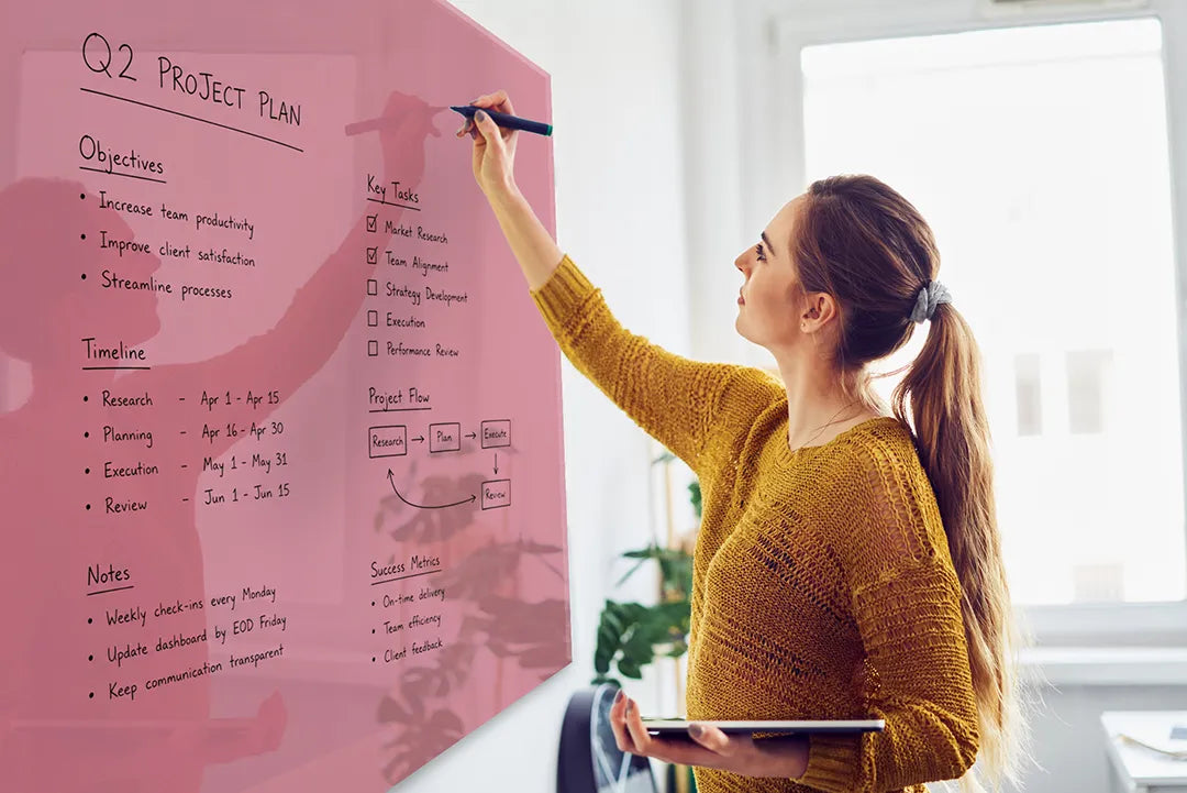 Mydesignglas Glazen Whiteboard - Velvet Rose - Magnetisch Glasbord - Glas Magneetbord