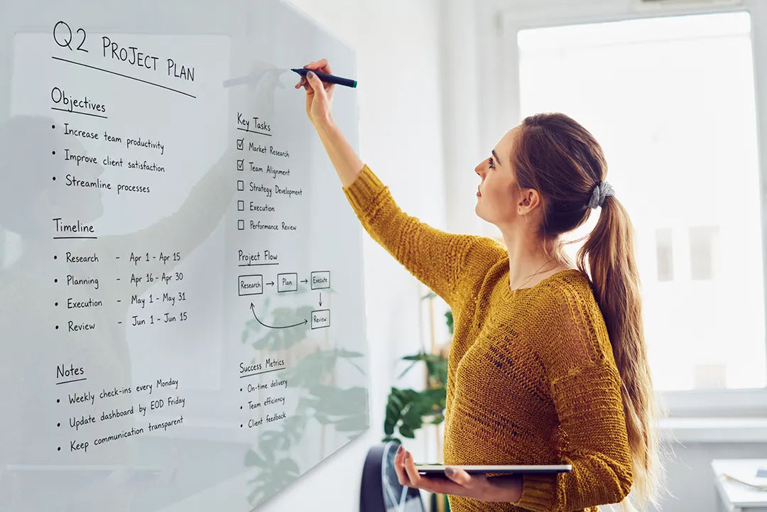 Mydesignglas Glazen Whiteboard - Silver Mist - Magnetisch Glasbord - Glas Magneetbord