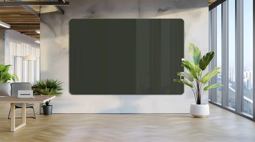 Whiteboard Glas Magneetborden - Glazen schrijfbord - afgeronde hoeken - Charcoal Shadow - Anthracite Grey