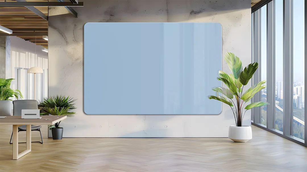Whiteboard Glas Magneetborden - Glazen schrijfbord - afgeronde hoeken - Sky Blue