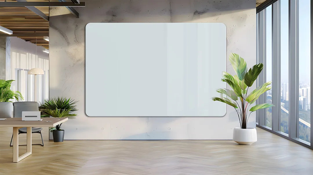 Whiteboard Glas Magneetborden - Glazen schrijfbord - afgeronde hoeken - Silver Mist