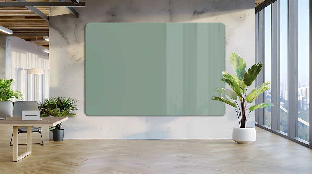 Whiteboard Glas Magneetborden - Glazen schrijfbord - afgeronde hoeken - Olive Velvet