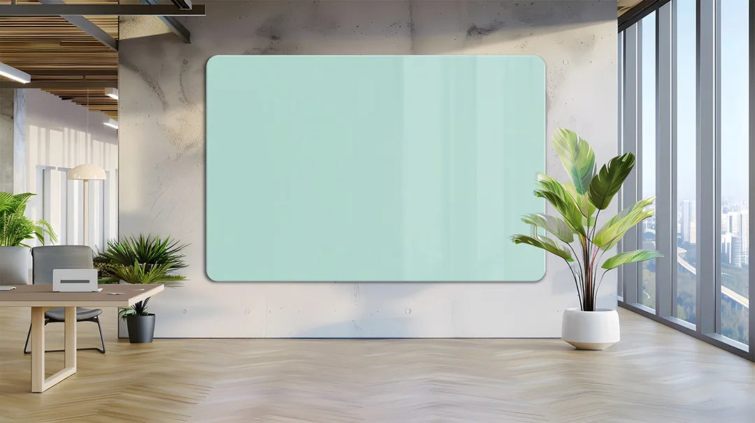 Whiteboard Glas Magneetborden - Glazen schrijfbord - afgeronde hoeken - Aqua Glaze