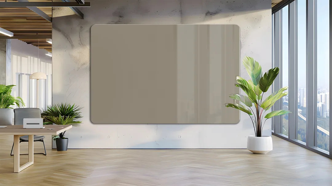Whiteboard Glas Magneetborden - Glazen schrijfbord - afgeronde hoeken - Taupet Truffle