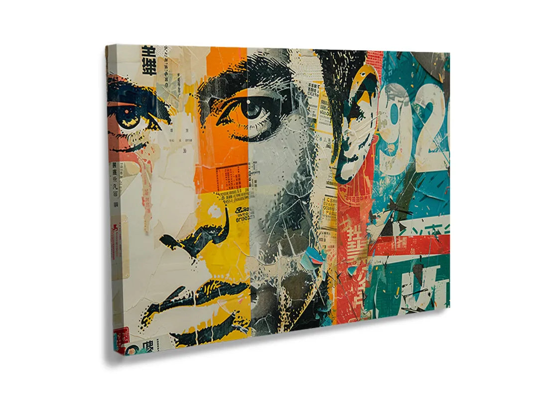 Kurkborden op canvas met kleurrijk urban portret collage – formaat 120 × 80 cm