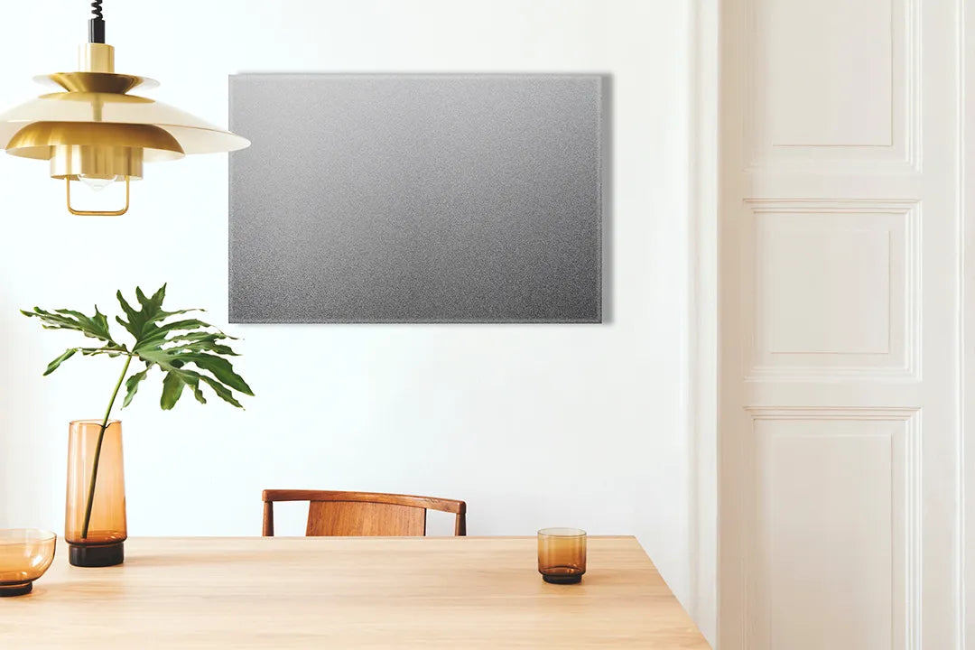 Kurkborden op canvas met metallic zilveren structuur – formaat 100 × 70 cm