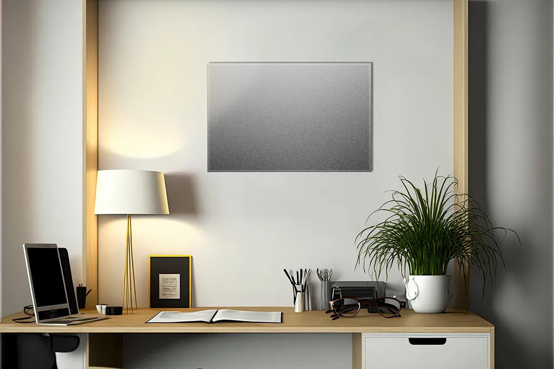 Kurkborden op canvas met metallic zilveren structuur – formaat 140 × 100 cm