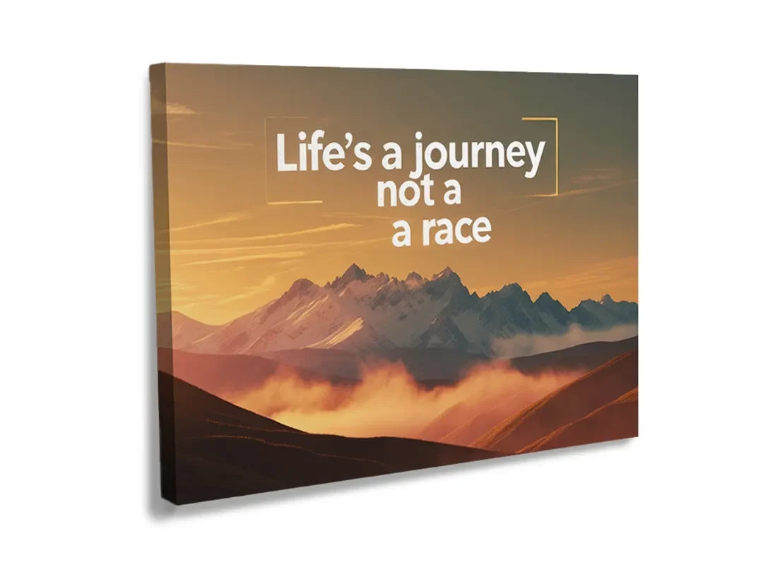 Kurkborden op canvas met quote het leven is een reis geen race – formaat 120 × 80 cm