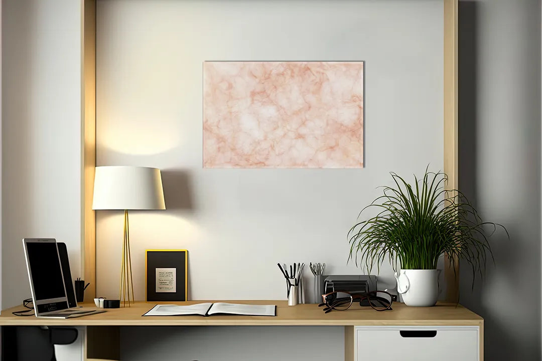 Kurkborden op canvas met roze marmerstructuur – formaat 140 × 100 cm