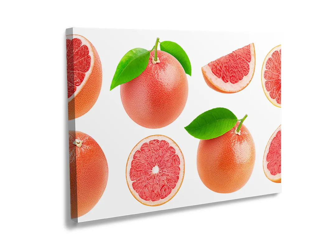 Kurkborden op canvas met grapefruit en citruspatroon – formaat 120 × 80 cm