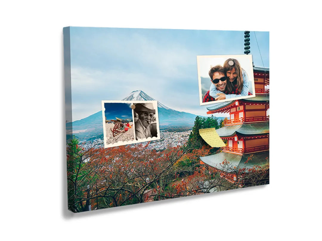 Kurkborden op canvas met japanse pagode met mount fuji – formaat 60 × 40 cm