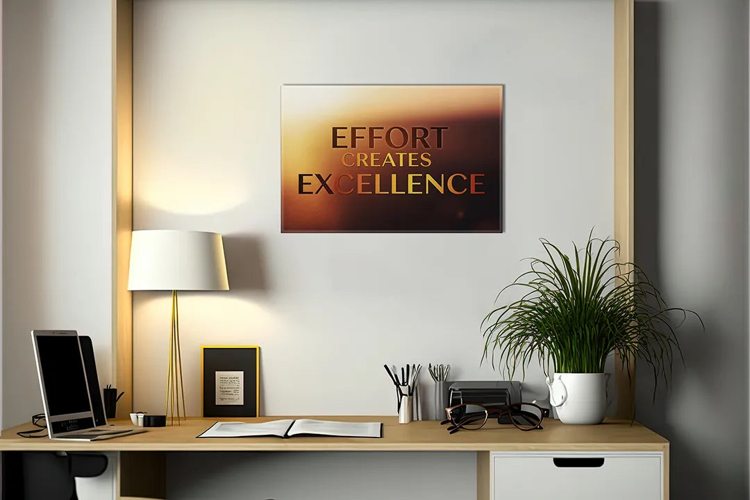 Kurkborden op canvas met effort creates excellence quote – formaat 140 × 100 cm