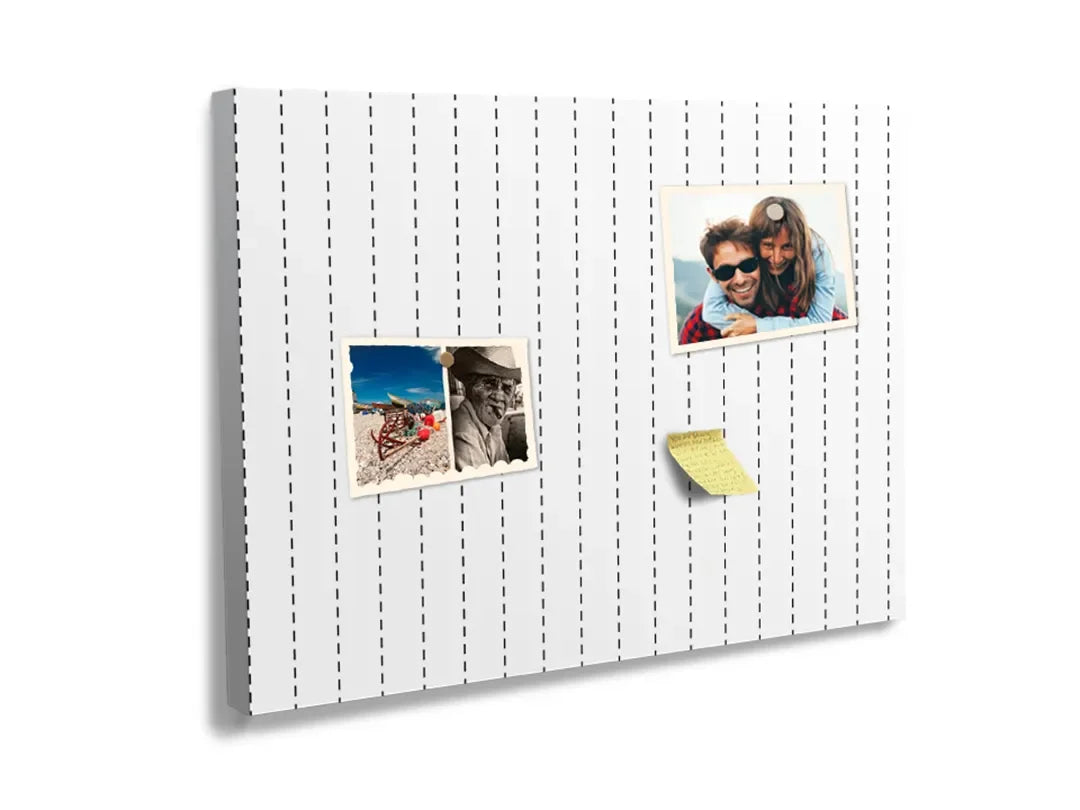 Kurkborden op canvas met minimalistische verticale stippellijnen – formaat 60 × 40 cm