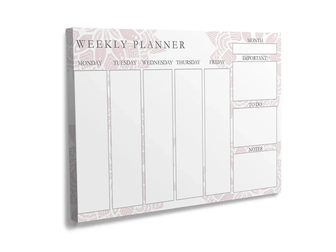 Kurkborden op canvas met pastelkleurige weekplanner – formaat 120 × 80 cm