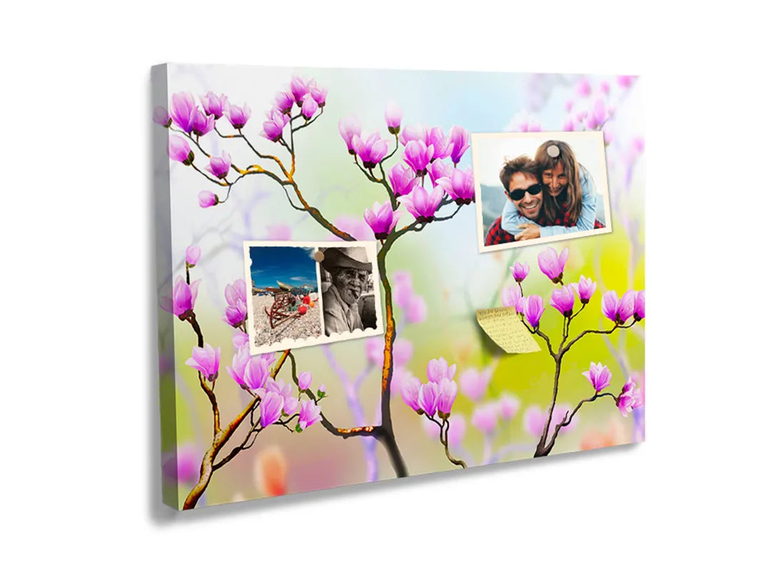 Kurkborden op canvas met roze lentebloesem – formaat 60 × 40 cm