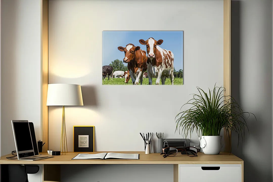 Kurkborden op canvas met koeien in een groene weide – formaat 140 × 100 cm