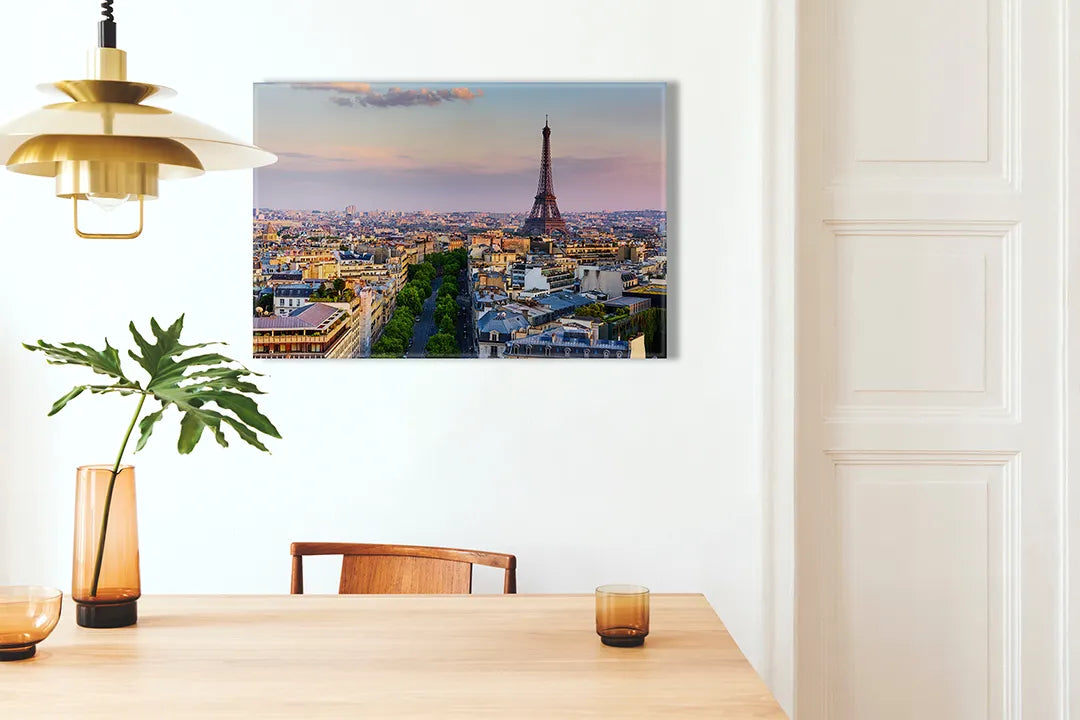Kurkborden op canvas met eiffeltoren en skyline van parijs – formaat 100 × 70 cm
