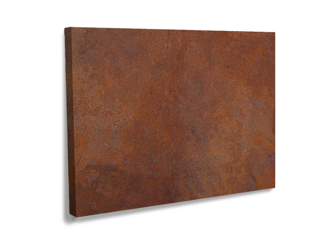 Kurkborden op canvas met roestkleurige metaalstructuur – formaat 120 × 80 cm