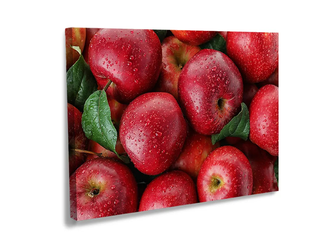 Kurkborden op canvas met rode appels in close-up – formaat 120 × 80 cm