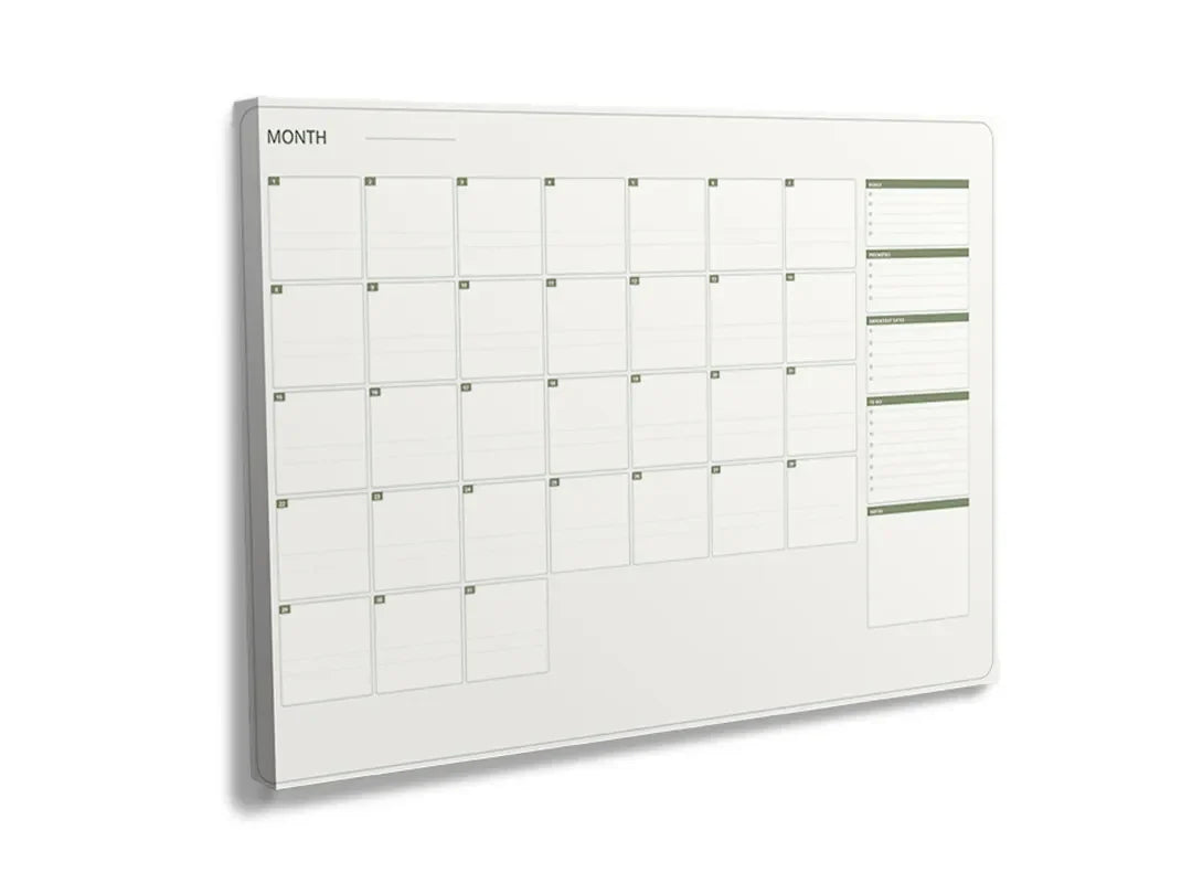 Kurkborden op canvas met minimalistische maandplanner met zijbalk – formaat 120 × 80 cm