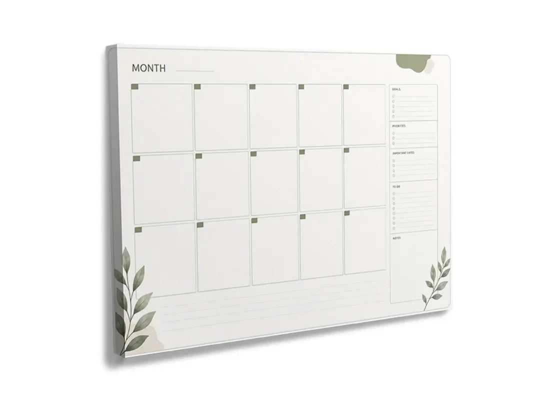 Kurkborden op canvas met minimalistische maandkalender – formaat 120 × 80 cm