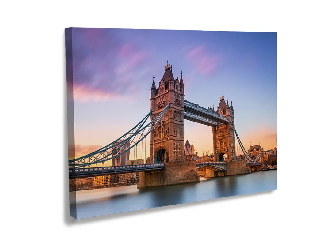 Kurkborden op canvas met tower bridge bij zonsondergang – formaat 120 × 80 cm