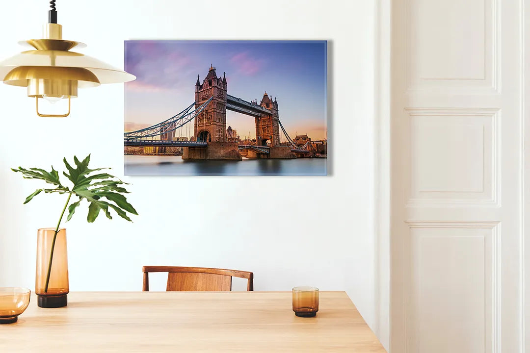 Kurkborden op canvas met tower bridge bij zonsondergang – formaat 100 × 70 cm