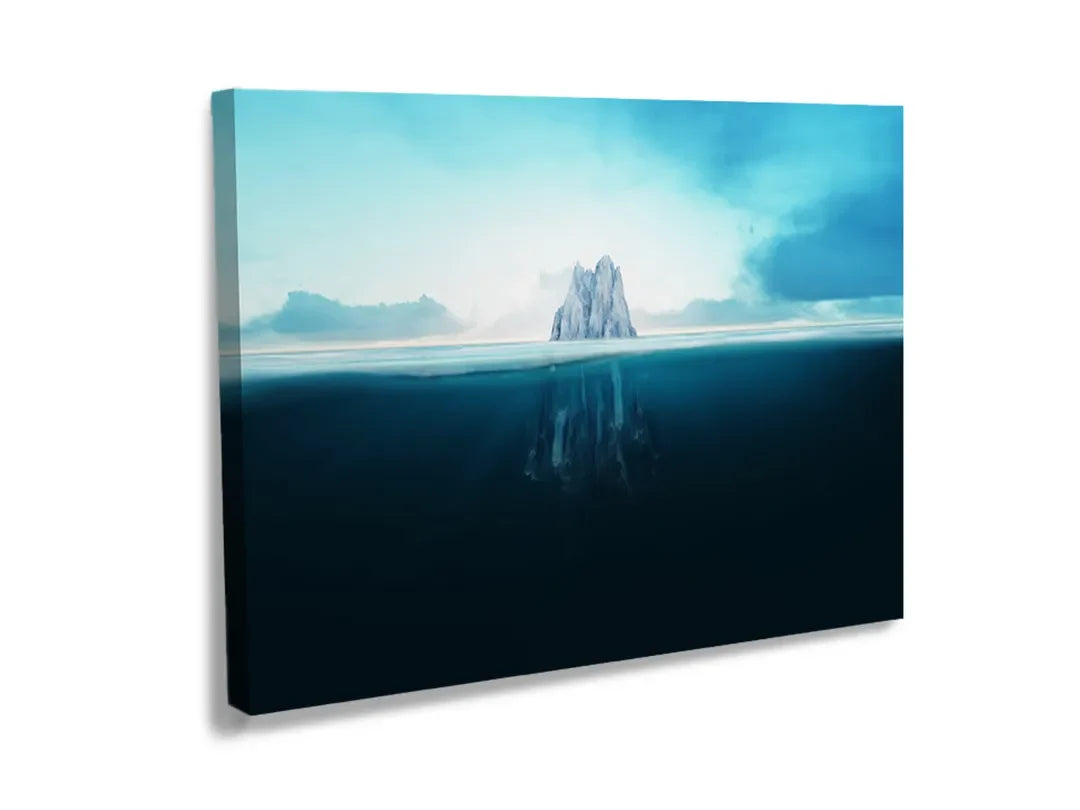 Kurkborden op canvas met ijsberg in een stille oceaan – formaat 120 × 80 cm