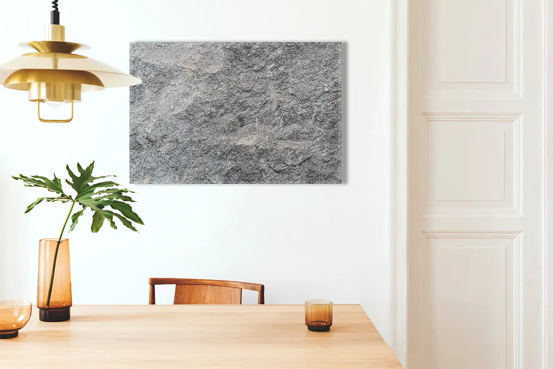 Kurkborden op canvas met ruwe grijze steenstructuur – formaat 100 × 70 cm