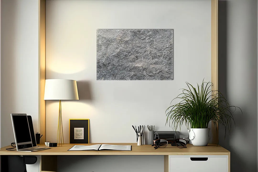 Kurkborden op canvas met ruwe grijze steenstructuur – formaat 140 × 100 cm