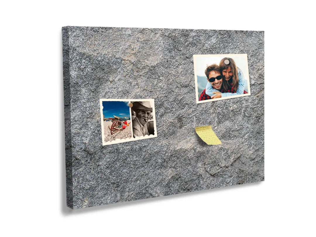 Kurkborden op canvas met ruwe grijze steenstructuur – formaat 60 × 40 cm