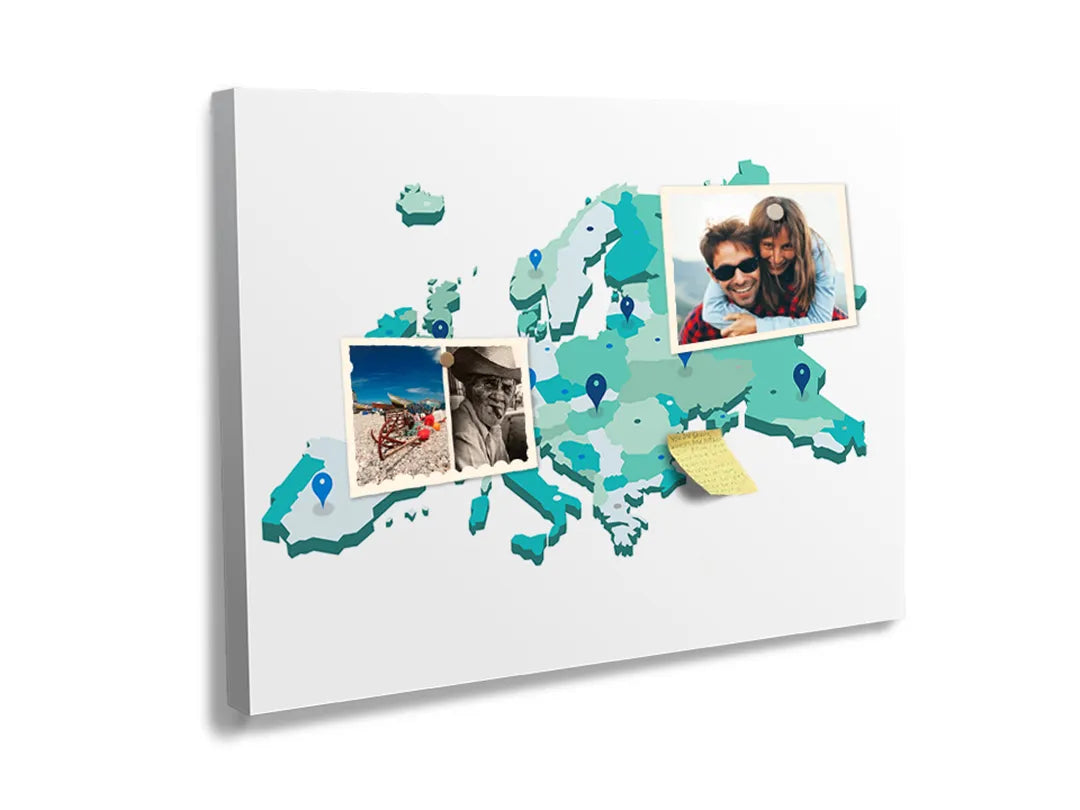 Kurkborden op canvas met groene kaart van europa – formaat 60 × 40 cm