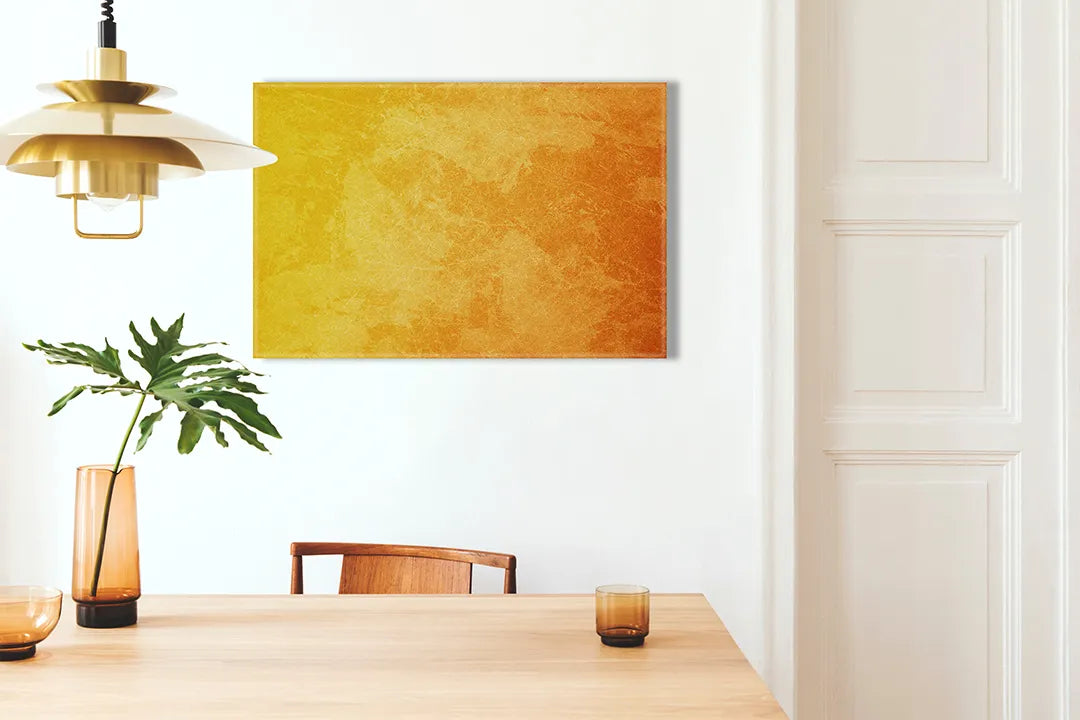 Kurkborden op canvas met goudgele abstracte structuur – formaat 100 × 70 cm