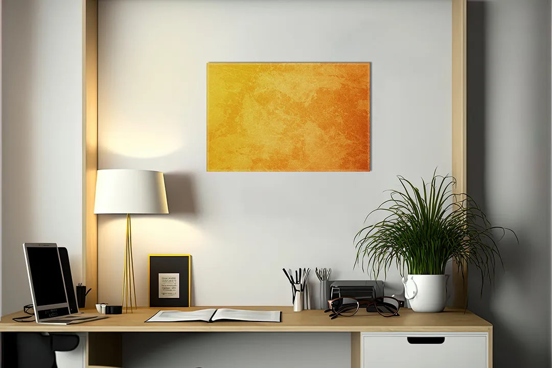 Kurkborden op canvas met goudgele abstracte structuur – formaat 140 × 100 cm