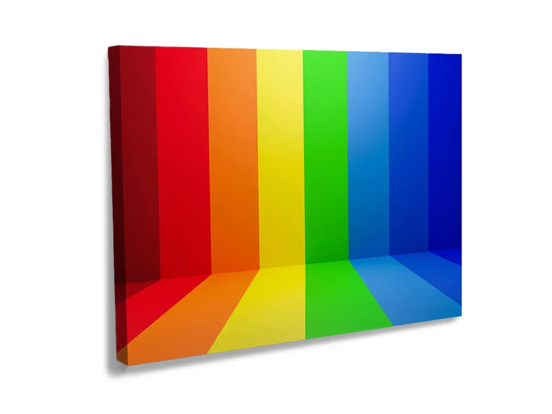 Kurkborden op canvas met regenboogtunnel in felle kleuren – formaat 120 × 80 cm
